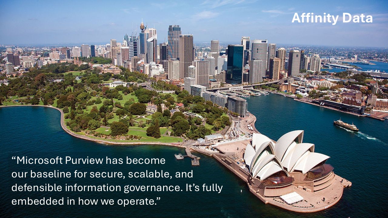 Case study image featuring Microsoft Purview implementation for information governance and compliance in a leading Australian financial institution